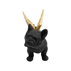 KARE Design Déco Bouledogue Noir Texturé Ailes Dorées ^ Déco