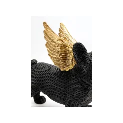 KARE Design Déco Bouledogue Noir Texturé Ailes Dorées ^ Déco