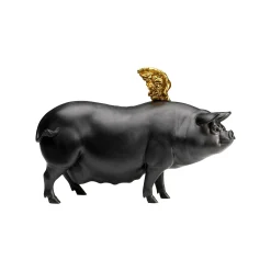 KARE Design Déco Cochon Noir Ailes Dorées ^ Déco