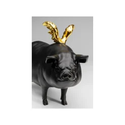 KARE Design Déco Cochon Noir Ailes Dorées ^ Déco