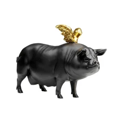 KARE Design Déco Cochon Noir Ailes Dorées ^ Déco
