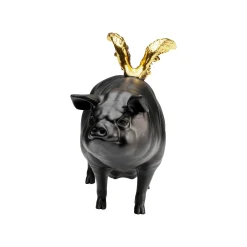 KARE Design Déco Cochon Noir Ailes Dorées ^ Déco