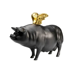 KARE Design Déco Cochon Noir Ailes Dorées ^ Déco