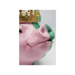 KARE Design Déco Cochon Roi Rose Et Vert ^ Déco