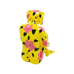 KARE Design Déco Gangster Chien Jaune XL Fleurs Roses ^ Déco
