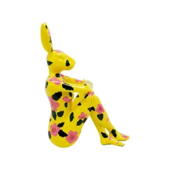 KARE Design Déco Gangster Lapin Jaune XL Fleurs Roses ^ Déco