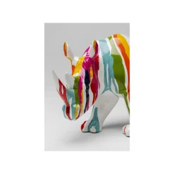 KARE Design Déco Rhino Blanc Coulées De Peinture 34cm ^ Déco