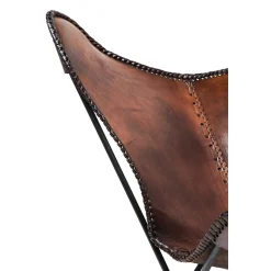 KARE Design Fauteuil Butterfly Marron Pieds Noirs ^ Fauteuil