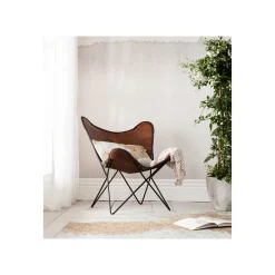 KARE Design Fauteuil Butterfly Marron Pieds Noirs ^ Fauteuil
