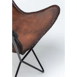 KARE Design Fauteuil Butterfly Marron Pieds Noirs ^ Fauteuil