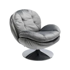 KARE Design Fauteuil Pivotant Cosy Velours Gris ^ Fauteuil