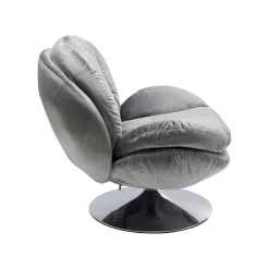 KARE Design Fauteuil Pivotant Cosy Velours Gris ^ Fauteuil