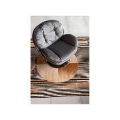 KARE Design Fauteuil Pivotant Cosy Velours Gris ^ Fauteuil