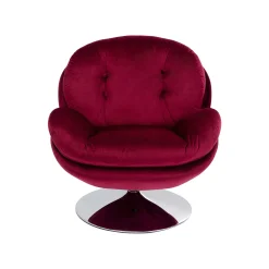 KARE Design Fauteuil Pivotant Cosy Velours Rouge ^ Fauteuil