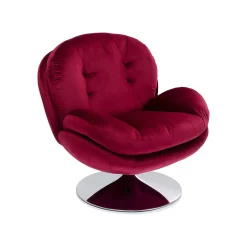 KARE Design Fauteuil Pivotant Cosy Velours Rouge ^ Fauteuil