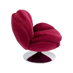 KARE Design Fauteuil Pivotant Cosy Velours Rouge ^ Fauteuil