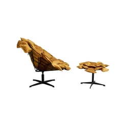 KARE Design Fauteuil Pivotant Et Repose-pieds Blossom Ocre ^ Fauteuil