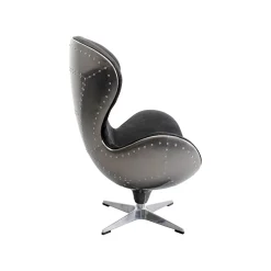KARE Design Fauteuil Pivotant Lounge Noir Et Gris Rivets ^ Fauteuil
