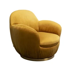 KARE Design Fauteuil Pivotant Nube Velours Jaune ^ Fauteuil