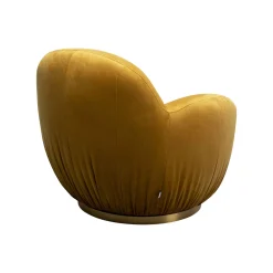 KARE Design Fauteuil Pivotant Nube Velours Jaune ^ Fauteuil
