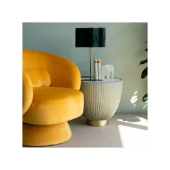 KARE Design Fauteuil Pivotant Orion Velours Jaune ^ Fauteuil