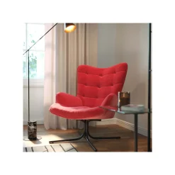 KARE Design Fauteuil Pivotant Oscar Velours Rouge ^ Fauteuil|Chaise De Bureau