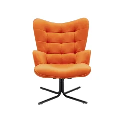KARE Design Fauteuil Pivotant Oscar Velours Orange ^ Fauteuil|Chaise De Bureau