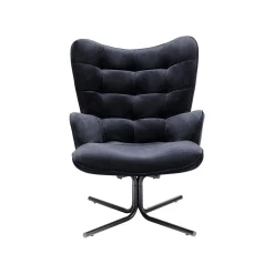 KARE Design Fauteuil Pivotant Oscar Velours Noir ^ Fauteuil|Chaise De Bureau