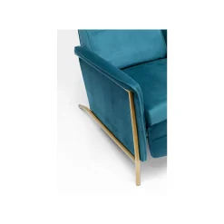 KARE Design Fauteuil Relax Lazy Velours Bleu Pétrole ^ Fauteuil
