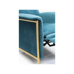 KARE Design Fauteuil Relax Lazy Velours Bleu Pétrole ^ Fauteuil