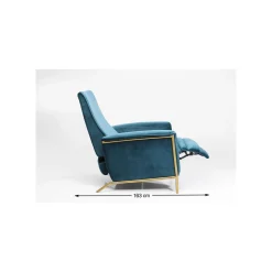 KARE Design Fauteuil Relax Lazy Velours Bleu Pétrole ^ Fauteuil