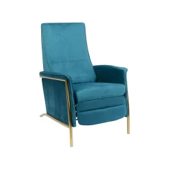 KARE Design Fauteuil Relax Lazy Velours Bleu Pétrole ^ Fauteuil