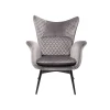 KARE Design Fauteuil Tudor Velours Gris ^ Fauteuil