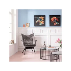KARE Design Fauteuil Tudor Velours Gris ^ Fauteuil