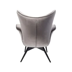 KARE Design Fauteuil Tudor Velours Gris ^ Fauteuil