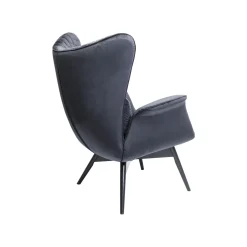 KARE Design Fauteuil Tudor Velours Noir ^ Fauteuil