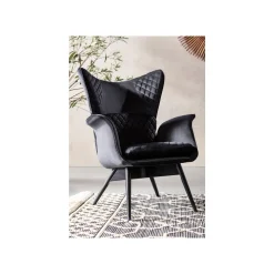 KARE Design Fauteuil Tudor Velours Noir ^ Fauteuil