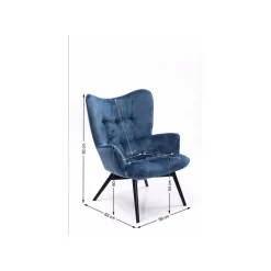 KARE Design Fauteuil Vicky Velours Bleu Pétrole ^ Fauteuil