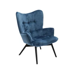 KARE Design Fauteuil Vicky Velours Bleu Pétrole ^ Fauteuil