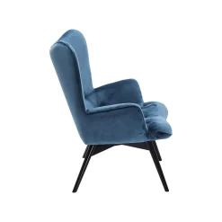 KARE Design Fauteuil Vicky Velours Bleu Pétrole ^ Fauteuil