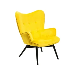 KARE Design Fauteuil Vicky Velours Jaune ^ Fauteuil