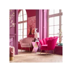 KARE Design Fauteuil Water Lily Velours Fuchsia Et Acier Doré ^ Fauteuil