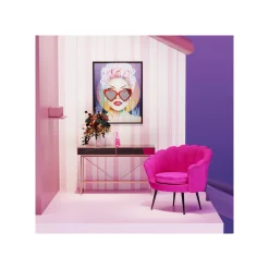 KARE Design Fauteuil Water Lily Velours Fuchsia Et Acier Doré ^ Fauteuil