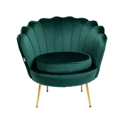 KARE Design Fauteuil Water Lily Velours Vert Et Acier Doré ^ Fauteuil