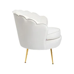 KARE Design Fauteuil Water Lily Velours écru Et Acier Doré ^ Fauteuil