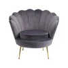 KARE Design Fauteuil Water Lily Velours Gris Et Acier Doré ^ Fauteuil