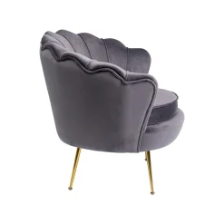 KARE Design Fauteuil Water Lily Velours Gris Et Acier Doré ^ Fauteuil