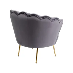 KARE Design Fauteuil Water Lily Velours Gris Et Acier Doré ^ Fauteuil