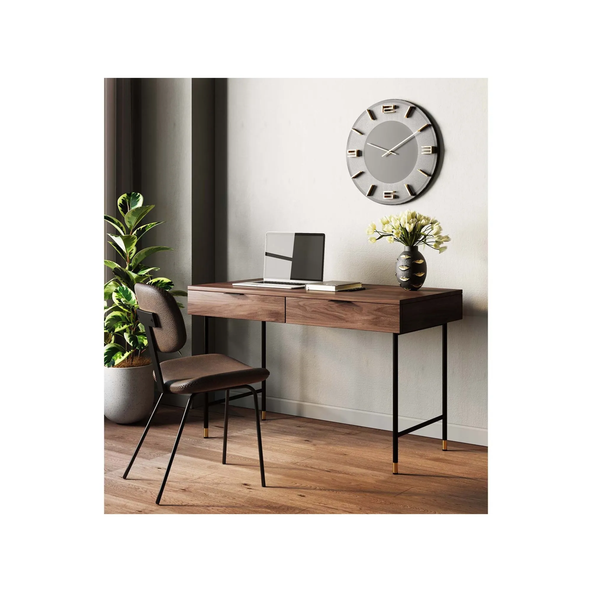 KARE Design Horloge Murale Leonardo Noire Et Dorée ^ Horloge