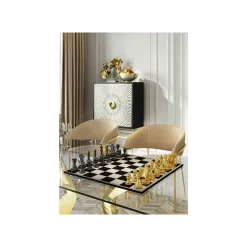 KARE Design Jeu D'échecs Noir Vs Doré 60x60cm ^ Jeu